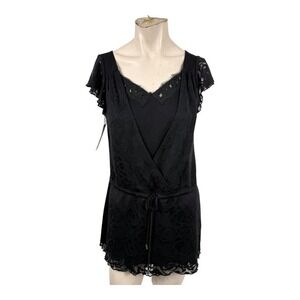 Y2K Black Lace‎ Wrap Tunic